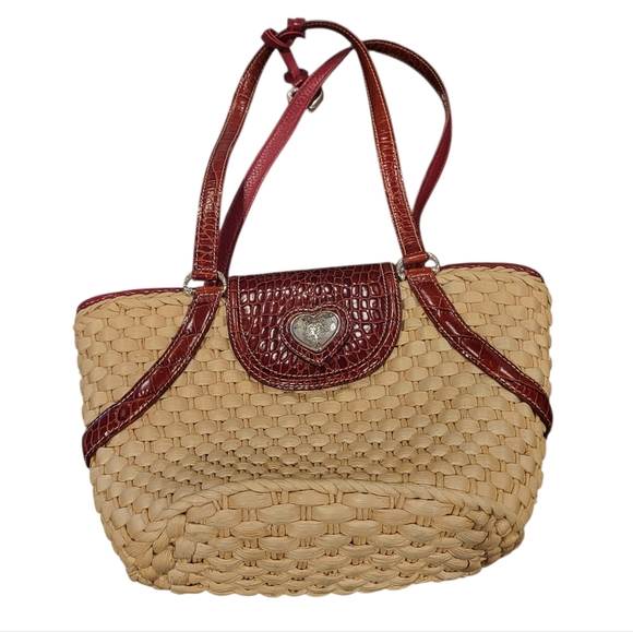 BRIGHTON Woven Straw Shoulder Handbag Purse - Picture 1 of 14